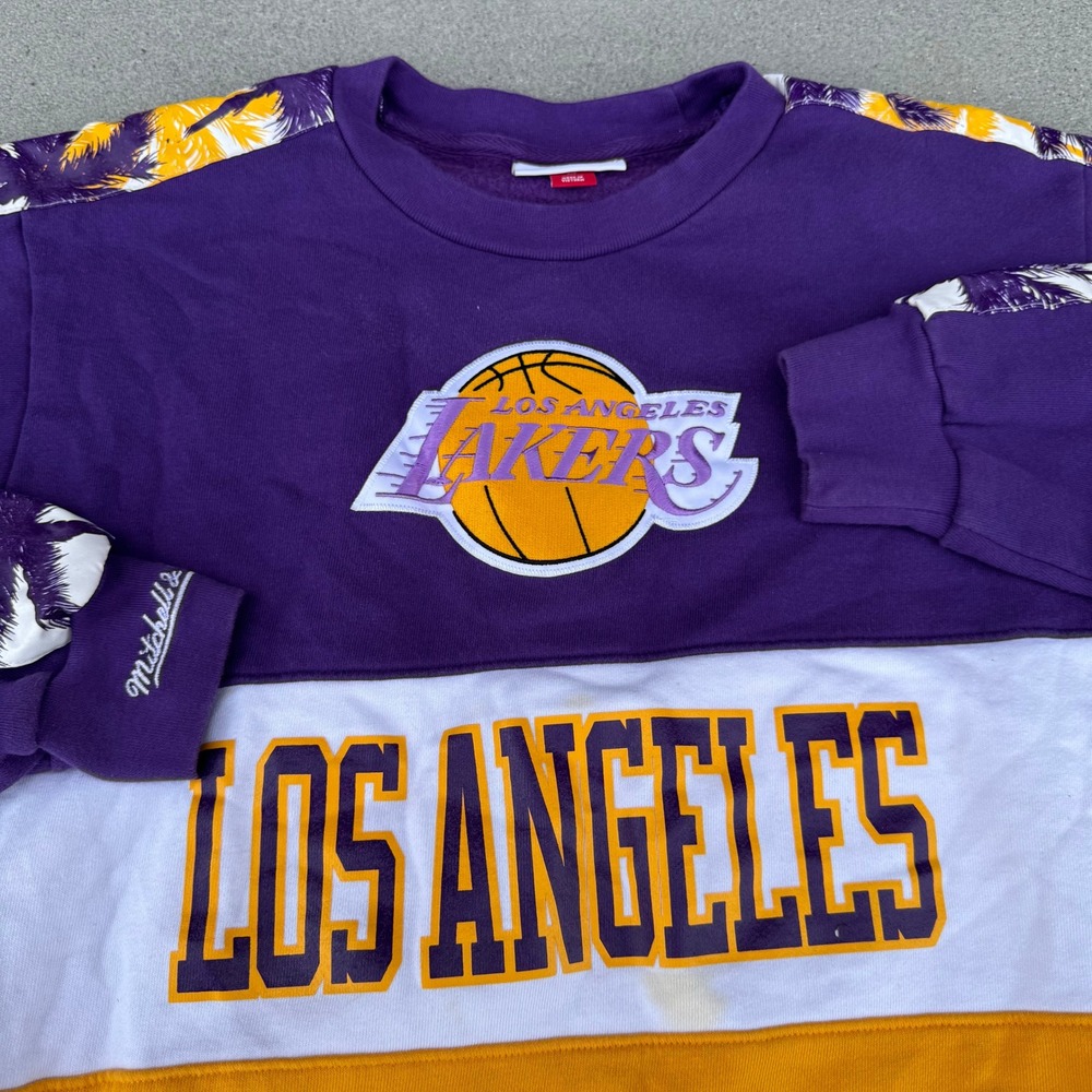 Mitchell & Ness Los Angeles Lakers Palm Tree Colorblock Sweatshirt Mens Large